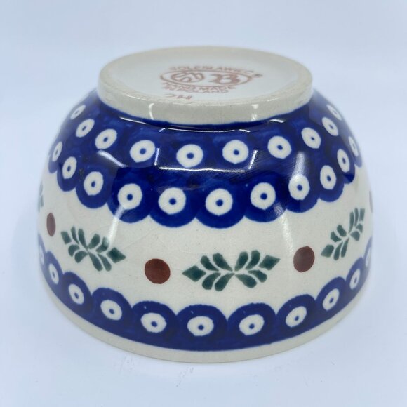 vintage boleslawiec polish pottery bowl "peacock eye with leaves" pattern - Picture 4 of 6